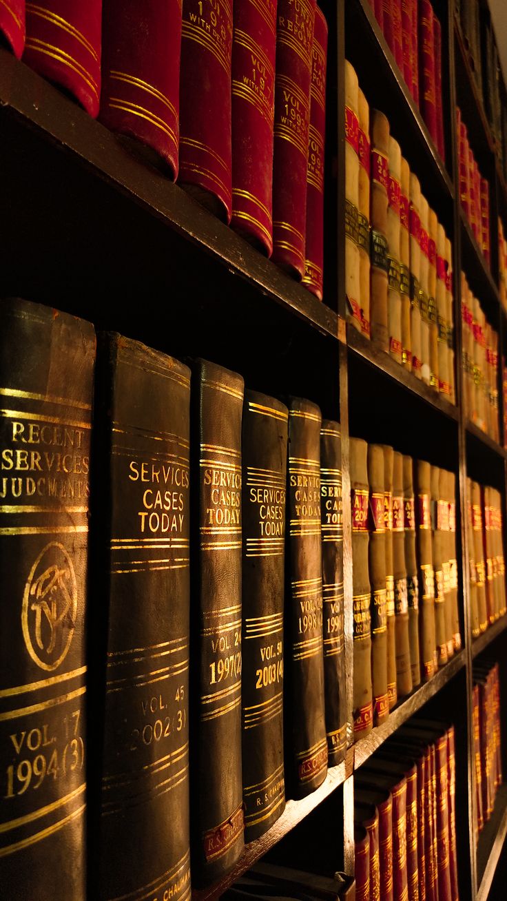 Leather-bound law reports with gilt lettering